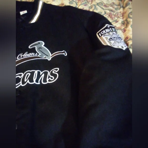 New Orleans Pelicans Negro League Baseball Wool Letterman Jacket Men's 5XLT Blk - Picture 5 of 16